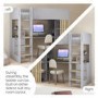 High Sleeper Loft Bed with Desk and Storage in Grey and Oak - Nelly