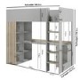 High Sleeper Loft Bed with Desk and Storage in Grey and Oak - Nelly