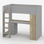 High Sleeper Loft Bed with Desk and Storage in Grey and Oak - Nelly