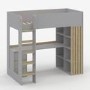 High Sleeper Loft Bed with Desk and Storage in Grey and Oak - Nelly