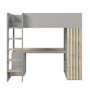 High Sleeper Loft Bed with Desk and Storage in Grey and Oak - Nelly