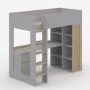 High Sleeper Loft Bed with Desk and Storage in Grey and Oak - Nelly