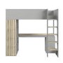 High Sleeper Loft Bed with Desk and Storage in Grey and Oak - Nelly