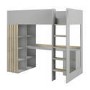 High Sleeper Loft Bed with Desk and Storage in Grey and Oak - Nelly