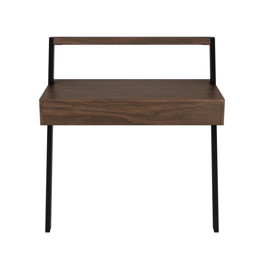 GRADE A1 - Walnut Brown Wall Mounted Leaning Desk with Storage Drawer - Nico