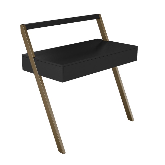 GRADE A2 - Black Wooden Ladder Desk with Storage Drawer - Nico