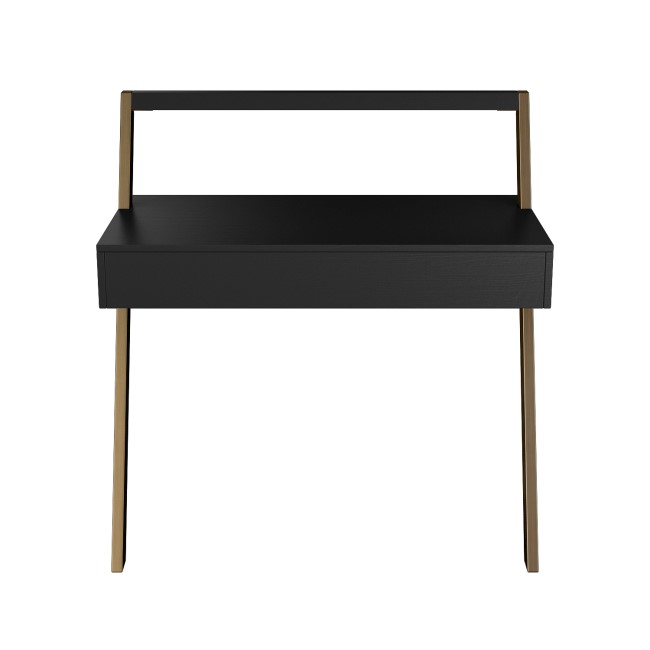 GRADE A2 - Black Wooden Ladder Desk with Storage Drawer - Nico