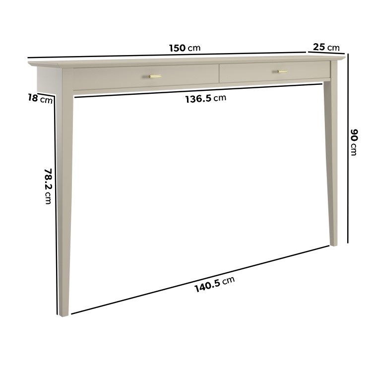 Large & Narrow Taupe Console Table - 150cm - Noa