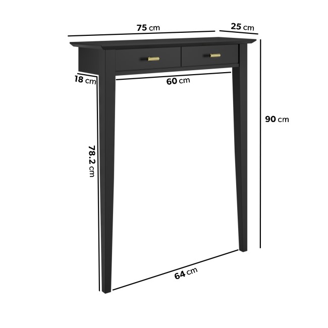 Extra Small & Narrow Black Console Table - 75cm - Noa