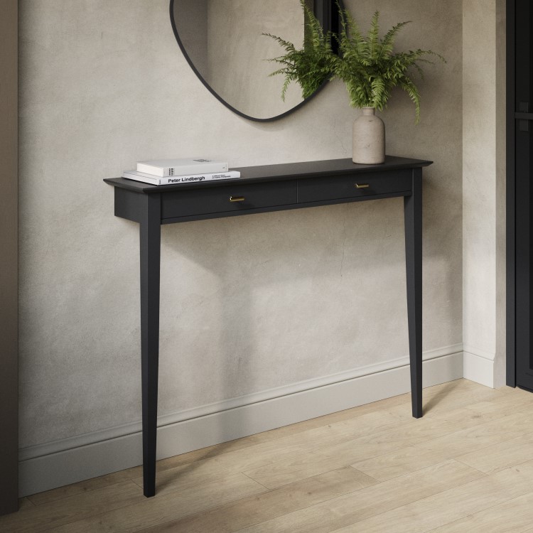 Small & Narrow Black Console Table - 115cm - Noa