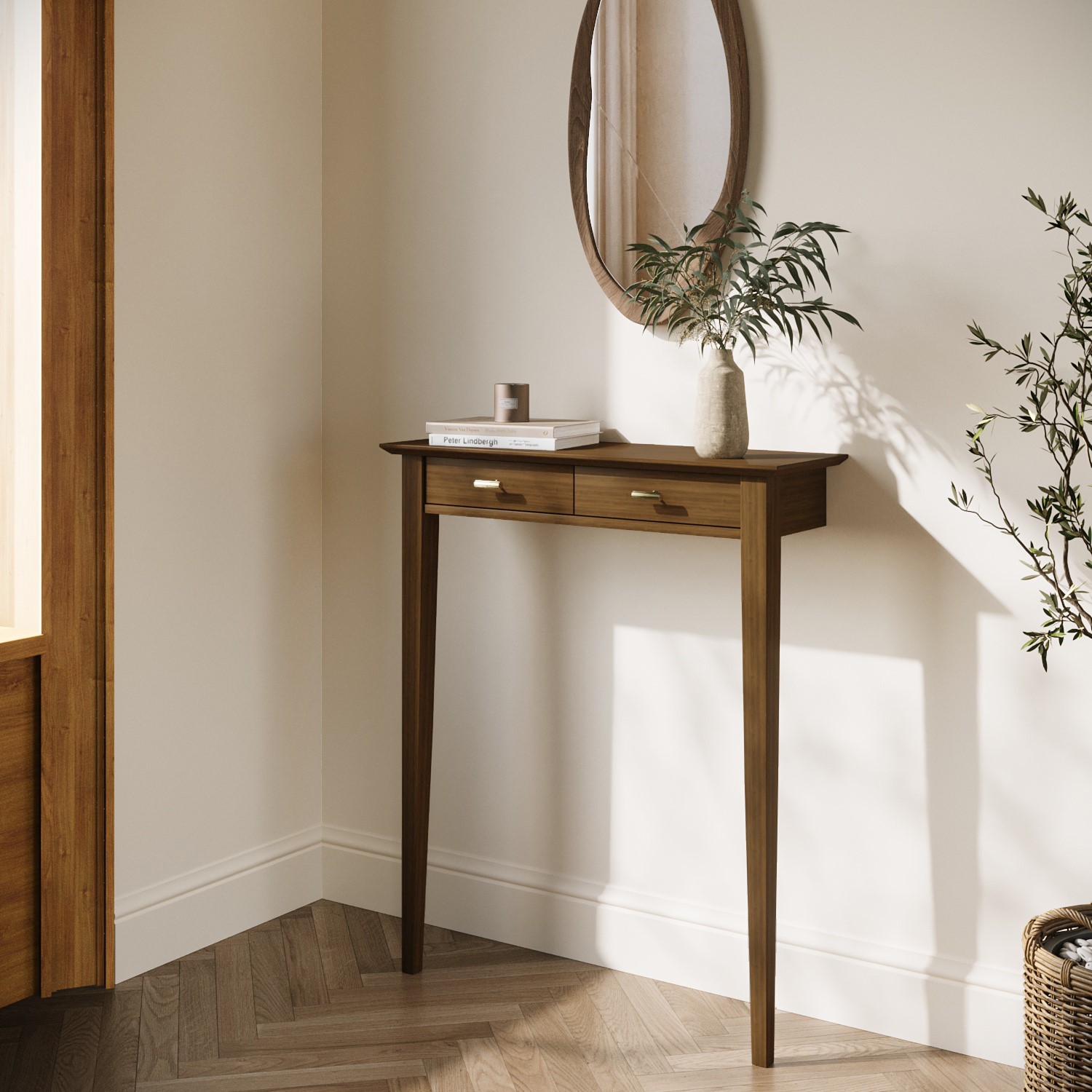 Extra Small Table Extra Small & Narrow Walnut Console Table - 75cm - Noa - Furniture123