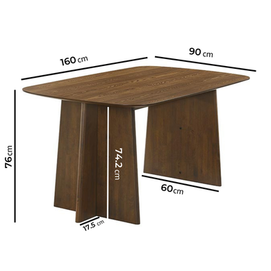 Rectangular Walnut Dining Table Set with 4 Cream Upholstered Chairs - Seats 4 - Noor