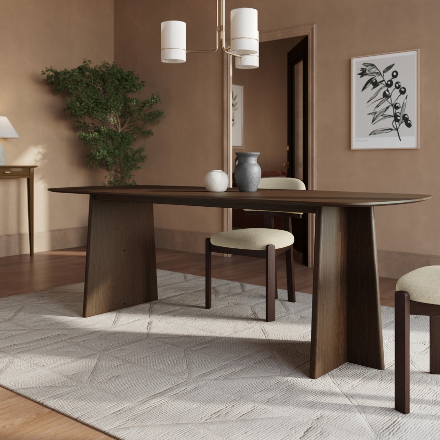 Rectangular Walnut Dining Table - Seats 6 - 8 - Noor