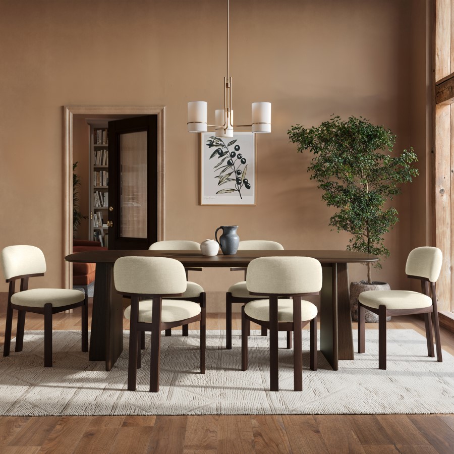 Rectangular Walnut Dining Table - Seats 6 - 8 - Noor