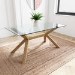 Large Rectangle Glass Top Dining Table with Solid Oak Legs - Nori
