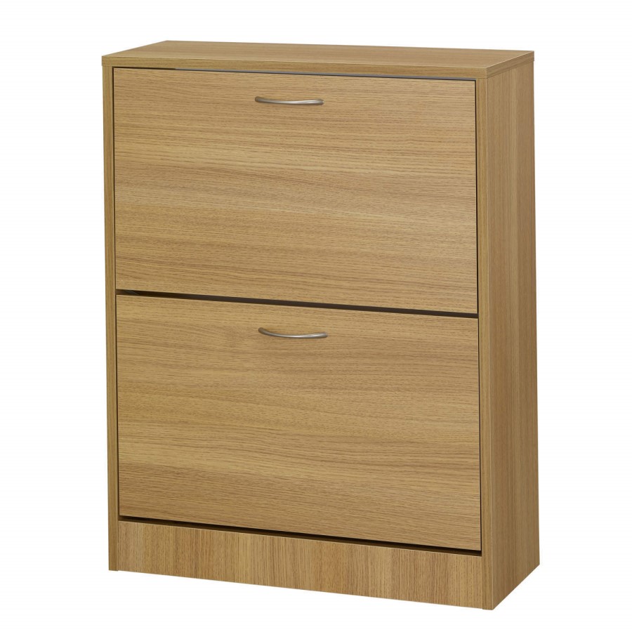 GRADE A1 - LPD Nova 2 Door Shoe Storage Cabinet in Oak