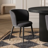 Set of 2 Black Velvet Dining Chairs - Nova