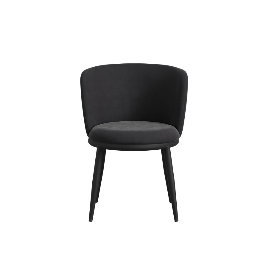 Set of 2 Black Velvet Dining Chairs - Nova