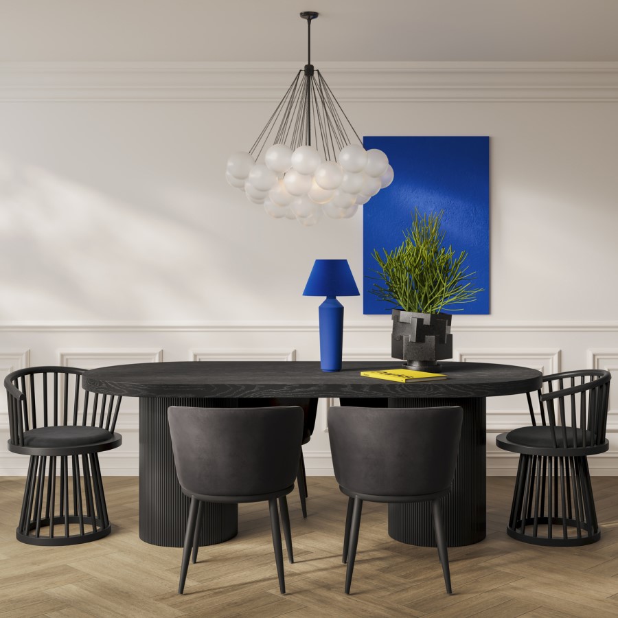 Set of 2 Black Velvet Dining Chairs - Nova