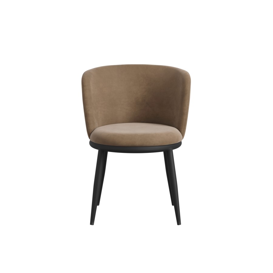 Set of 2 Brown Velvet Dining Chairs - Nova