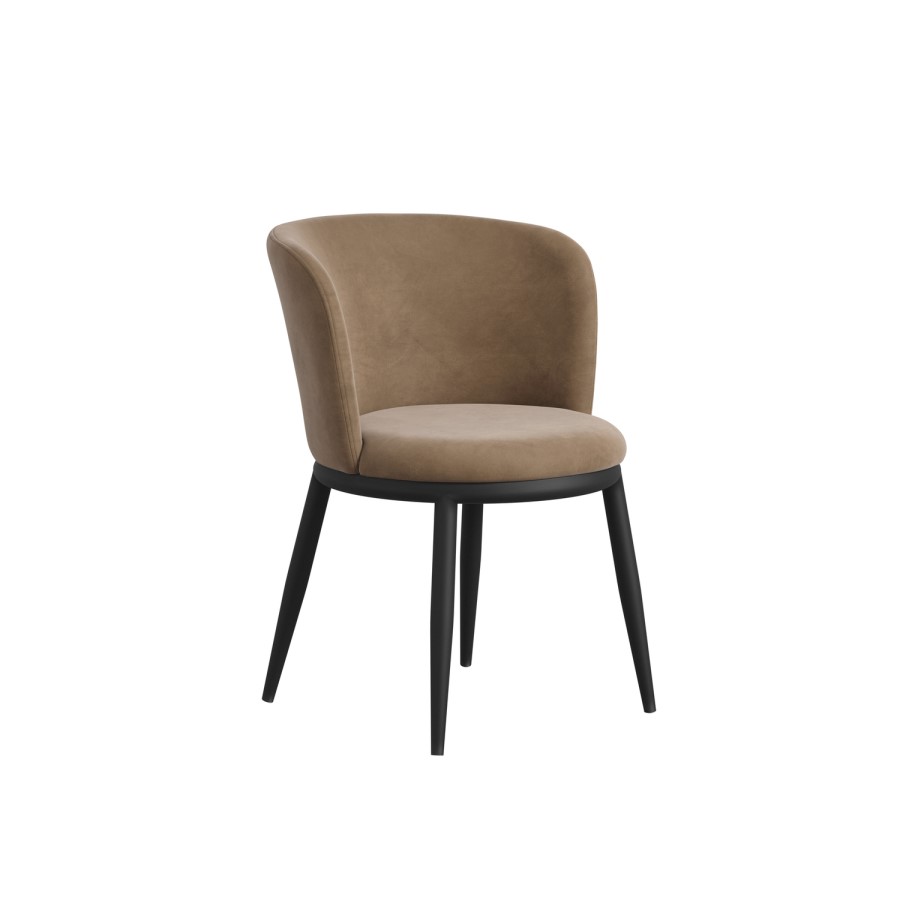 Set of 2 Brown Velvet Dining Chairs - Nova