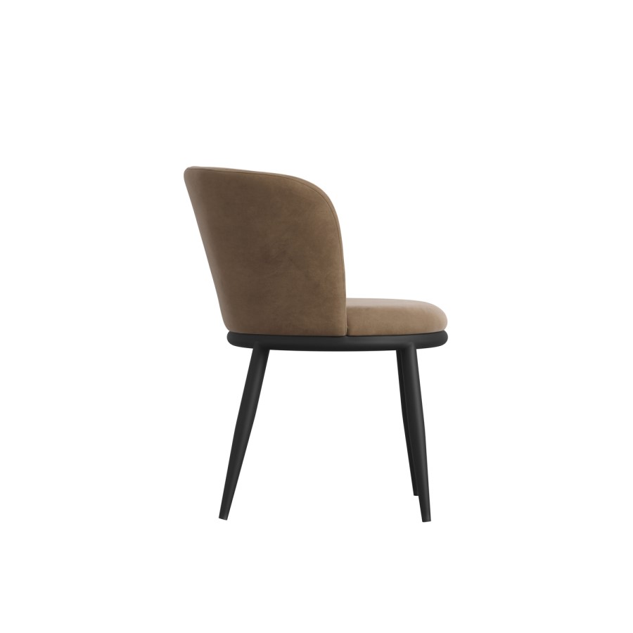 Set of 2 Brown Velvet Dining Chairs - Nova