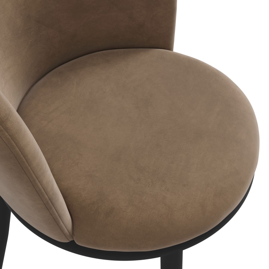 Set of 2 Brown Velvet Dining Chairs - Nova