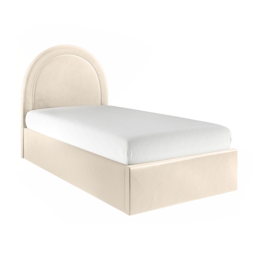 Nora Velvet Single Bed in Beige