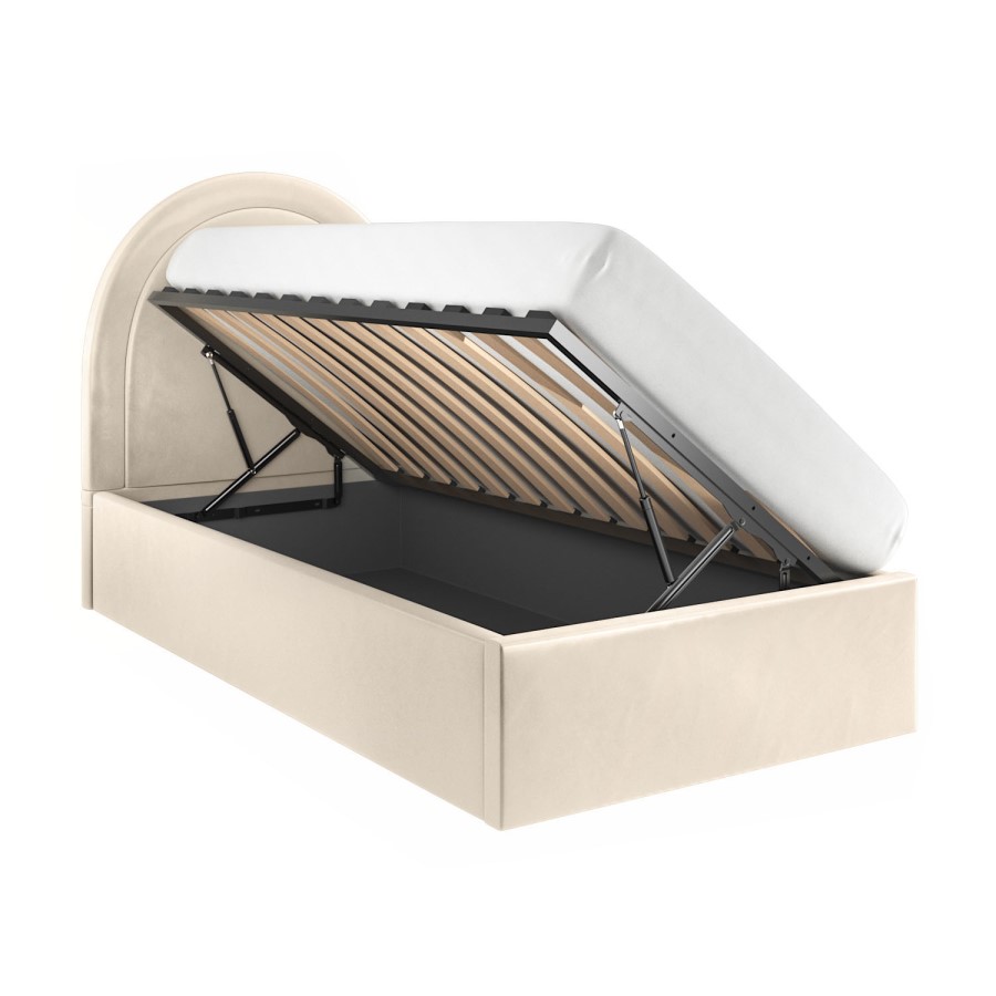 Nora Velvet Single Bed in Beige