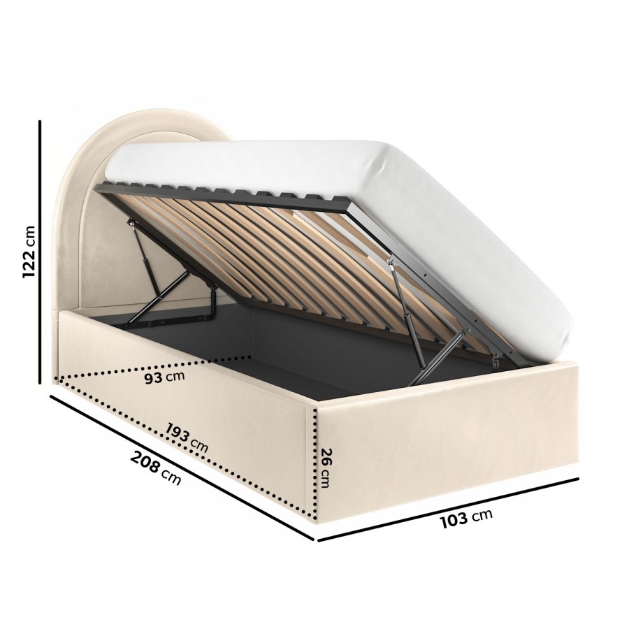 Nora Velvet Single Bed in Beige