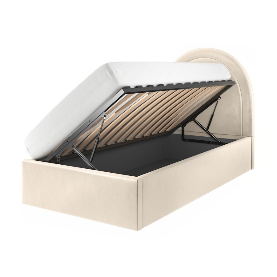 Nora Velvet Single Bed in Beige