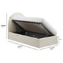 Beige Velvet Single Side-Lift Ottoman Bed with Curved Headboard - Nora