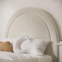 GRADE A1 - Beige Velvet Single Side-Lift Ottoman Bed with Curved Headboard - Nora