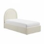 GRADE A1 - Beige Velvet Single Side-Lift Ottoman Bed with Curved Headboard - Nora