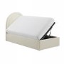 GRADE A1 - Beige Velvet Single Side-Lift Ottoman Bed with Curved Headboard - Nora