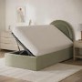 Sage Green Velvet Single Side-Lift Ottoman Bed with Curved Headboard - Nora