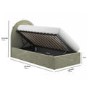 Sage Green Velvet Single Side-Lift Ottoman Bed with Curved Headboard - Nora