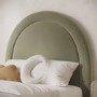 Sage Green Velvet Single Side-Lift Ottoman Bed with Curved Headboard - Nora