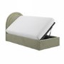 Sage Green Velvet Single Side-Lift Ottoman Bed with Curved Headboard - Nora