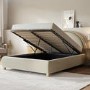 ONLY OPENED - Cream Velvet King Size Ottoman Bed with Curved Headboard - Nora