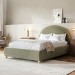 Sage Green Velvet Double Ottoman Bed with Curved Headboard - Nora