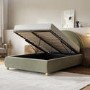 Sage Velvet Double Ottoman Bed with Curved Headboard - Nora