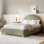 ONLY OPENED - Sage Green Velvet King Size Ottoman Bed with Curved Headboard - Nora