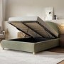 Sage Velvet King Size Ottoman Bed with Curved Headboard - Nora