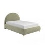 Sage Green Velvet Small Double Ottoman Bed with Curved Headboard - Nora
