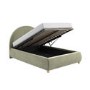 Sage Green Velvet Small Double Ottoman Bed with Curved Headboard - Nora