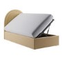 Butter Yellow Chenille Single Side-Lift Ottoman Bed with Curved Headboard - Nora