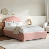 Pink Velvet Small Double Ottoman Bed with Curved Headboard - Nora Pink Velvet Small Double Ottoman Bed with Curved Headboard - Nora