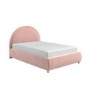 Pink Velvet Small Double Ottoman Bed with Curved Headboard - Nora