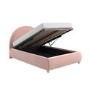 Pink Velvet Small Double Ottoman Bed with Curved Headboard - Nora